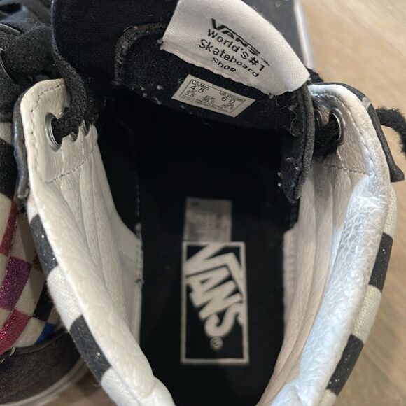 Vans Kids Checkered High-Top Sneakers - Black, Pink, Blue, Yellow - Picture 6 of 8